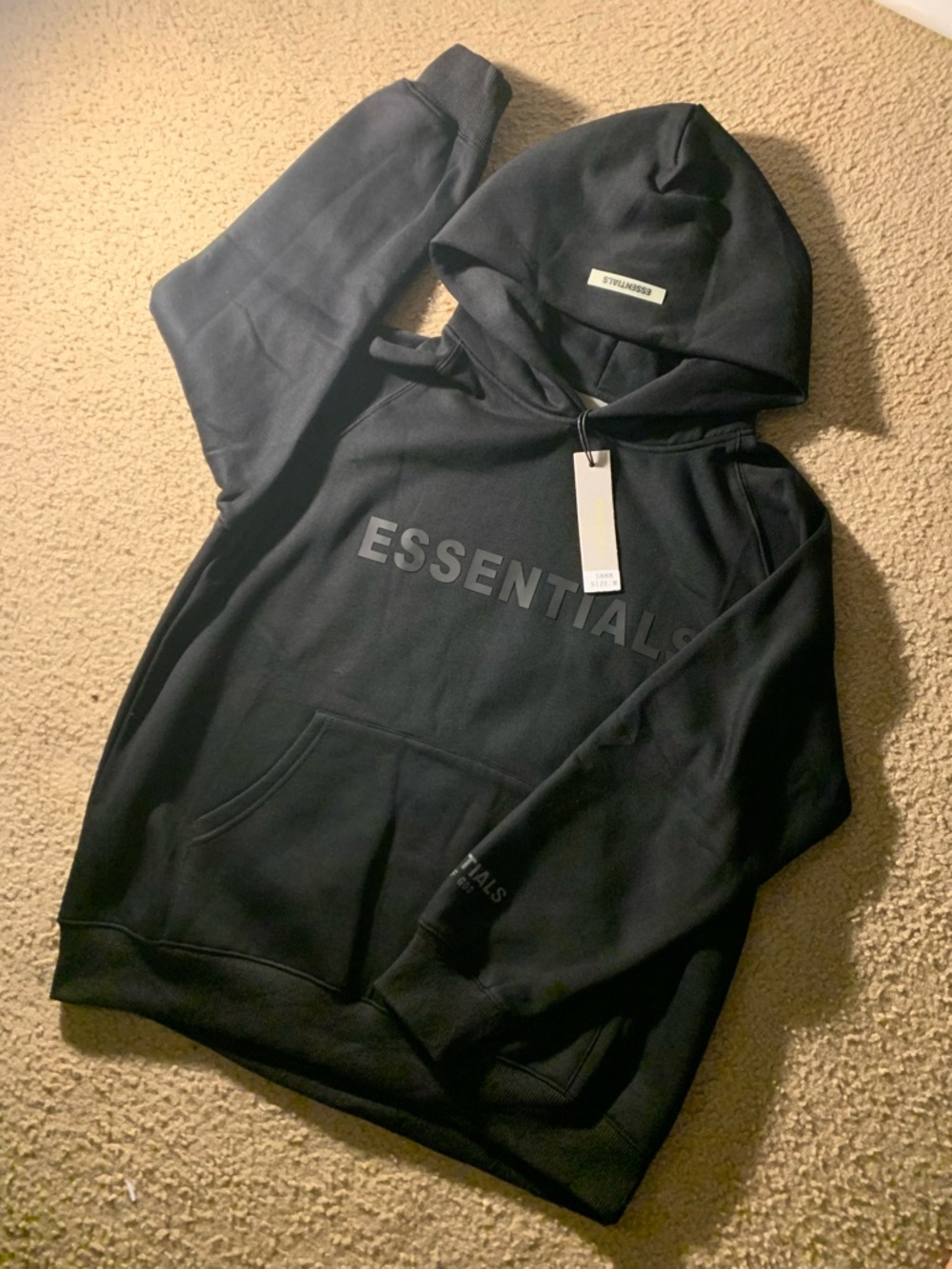 Fear of God ESSENTIALS Black Tonal Logo Hoodie